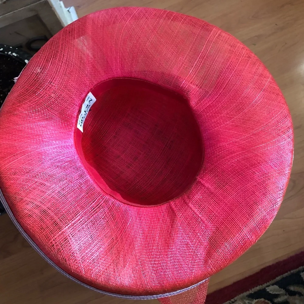 Vintage Wide Brim Red Straw Hat - Picture 9 of 10